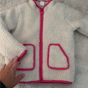 Carter's Cream Sherpa Jacket with Hot Pink Trim